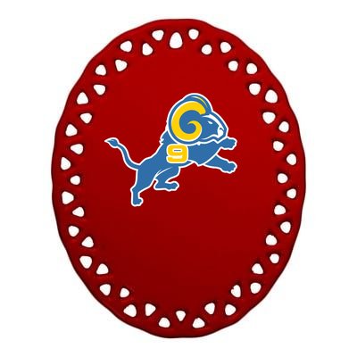 Detroit Rams Number 9 Ceramic Oval Ornament