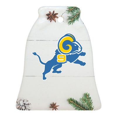 Detroit Rams Number 9 Ceramic Bell Ornament