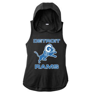 Detroit Rams Number 9 Funny Lions Ladies PosiCharge Tri-Blend Wicking Draft Hoodie Tank