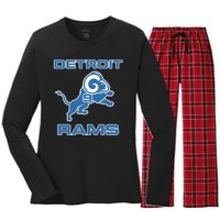 Detroit Rams Number 9 Funny Lions Women's Long Sleeve Flannel Pajama Set 