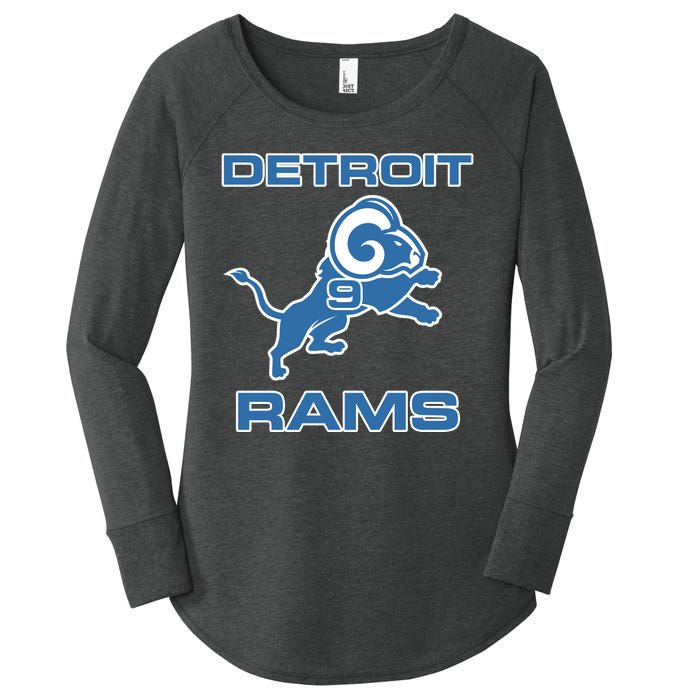 Detroit Rams Number 9 Funny Lions Women's Perfect Tri Tunic Long Sleeve Shirt