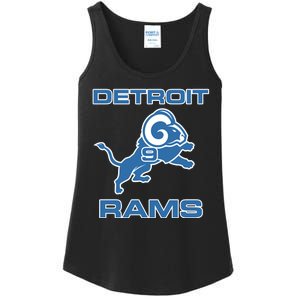 Detroit Rams Number 9 Funny Lions Ladies Essential Tank