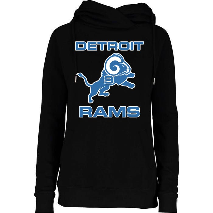 Detroit Rams Number 9 Funny Lions Womens Funnel Neck Pullover Hood