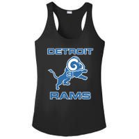 Detroit Rams Number 9 Funny Lions Ladies PosiCharge Competitor Racerback Tank