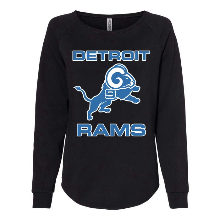 Detroit Rams Number 9 Funny Lions Womens California Wash Sweatshirt