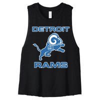 Detroit Rams Number 9 Funny Lions Women's Racerback Cropped Tank