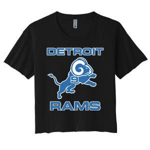 Detroit Rams Number 9 Funny Lions Women's Crop Top Tee