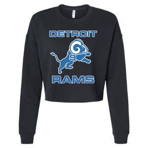 Detroit Rams Number 9 Funny Lions Cropped Pullover Crew