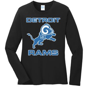 Detroit Rams Number 9 Funny Lions Ladies Long Sleeve Shirt