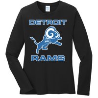 Detroit Rams Number 9 Funny Lions Ladies Long Sleeve Shirt