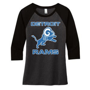 Detroit Rams Number 9 Funny Lions Women's Tri-Blend 3/4-Sleeve Raglan Shirt