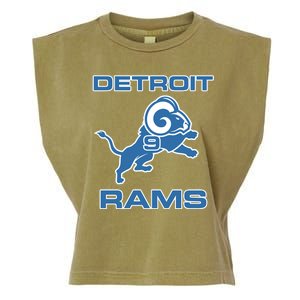 Detroit Rams Number 9 Funny Lions Garment-Dyed Women's Muscle Tee