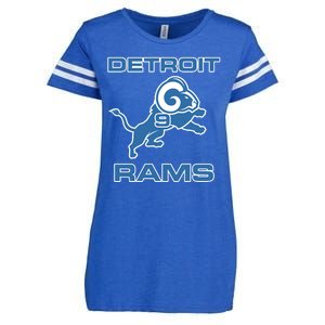 Detroit Rams Number 9 Funny Lions Enza Ladies Jersey Football T-Shirt