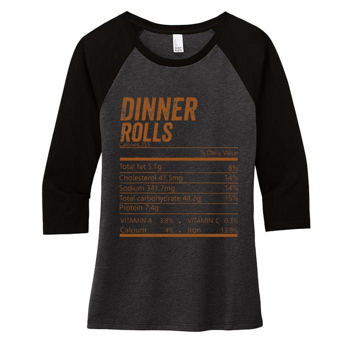 Dinner Rolls Nutrition Facts Matching Family Thanksgiving Women's Tri-Blend 3/4-Sleeve Raglan Shirt