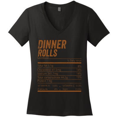 Dinner Rolls Nutrition Facts Matching Family Thanksgiving Women's V-Neck T-Shirt