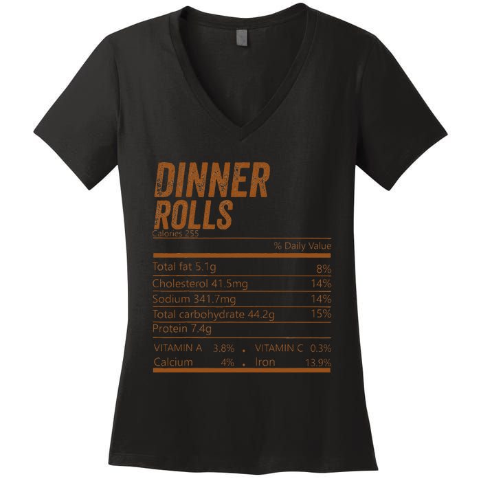 Dinner Rolls Nutrition Facts Matching Family Thanksgiving Women's V-Neck T-Shirt