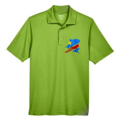 Democratic Republic Of Congo Map Congolese Flag Africa Pride Cute Gift Men's Origin Performance Pique Polo