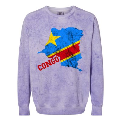 Democratic Republic Of Congo Map Congolese Flag Africa Pride Cute Gift Colorblast Crewneck Sweatshirt