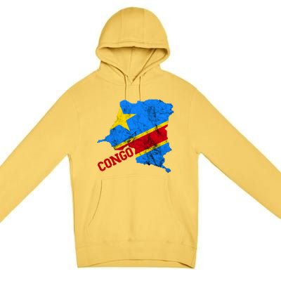 Democratic Republic Of Congo Map Congolese Flag Africa Pride Cute Gift Premium Pullover Hoodie