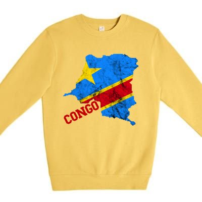 Democratic Republic Of Congo Map Congolese Flag Africa Pride Cute Gift Premium Crewneck Sweatshirt