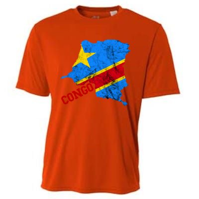 Democratic Republic Of Congo Map Congolese Flag Africa Pride Cute Gift Cooling Performance Crew T-Shirt