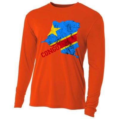 Democratic Republic Of Congo Map Congolese Flag Africa Pride Cute Gift Cooling Performance Long Sleeve Crew