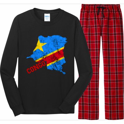 Democratic Republic Of Congo Map Congolese Flag Africa Pride Cute Gift Long Sleeve Pajama Set