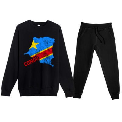 Democratic Republic Of Congo Map Congolese Flag Africa Pride Cute Gift Premium Crewneck Sweatsuit Set