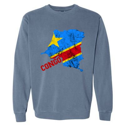 Democratic Republic Of Congo Map Congolese Flag Africa Pride Cute Gift Garment-Dyed Sweatshirt