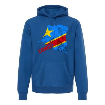 Democratic Republic Of Congo Map Congolese Flag Africa Pride Cute Gift Premium Hoodie