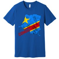 Democratic Republic Of Congo Map Congolese Flag Africa Pride Cute Gift Premium T-Shirt