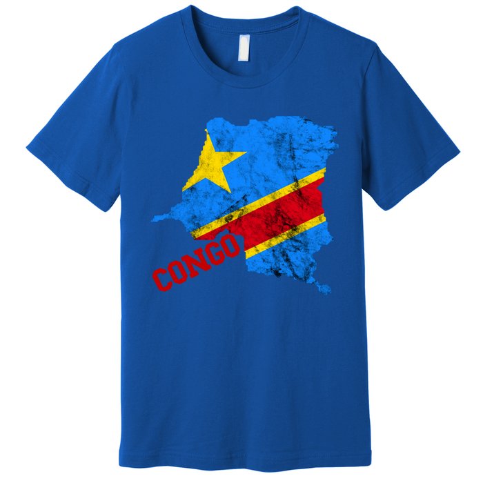 Democratic Republic Of Congo Map Congolese Flag Africa Pride Cute Gift Premium T-Shirt