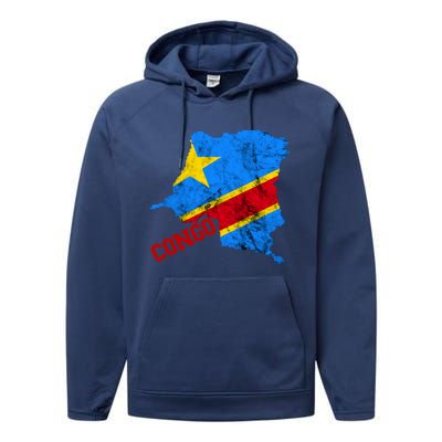 Democratic Republic Of Congo Map Congolese Flag Africa Pride Cute Gift Performance Fleece Hoodie