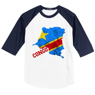 Democratic Republic Of Congo Map Congolese Flag Africa Pride Cute Gift Baseball Sleeve Shirt