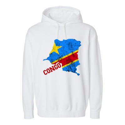 Democratic Republic Of Congo Map Congolese Flag Africa Pride Cute Gift Garment-Dyed Fleece Hoodie