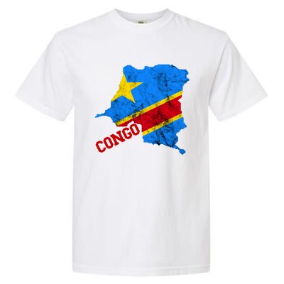 Democratic Republic Of Congo Map Congolese Flag Africa Pride Cute Gift Garment-Dyed Heavyweight T-Shirt