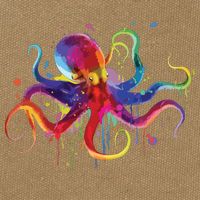 Dripping Rainbow Octopus Psychedelic Gift Cotton Canvas Backpack