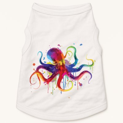 Dripping Rainbow Octopus Psychedelic Gift Doggie Tank