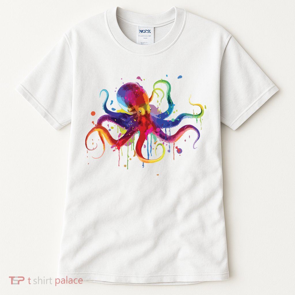 Dripping Rainbow Octopus Psychedelic Gift Tall T-Shirt