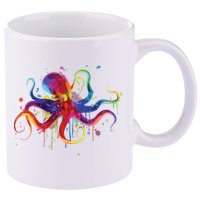 Dripping Rainbow Octopus Psychedelic Gift 11oz C Handle Ceramic Mug