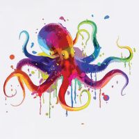 Dripping Rainbow Octopus Psychedelic Gift 11oz C Handle Ceramic Mug
