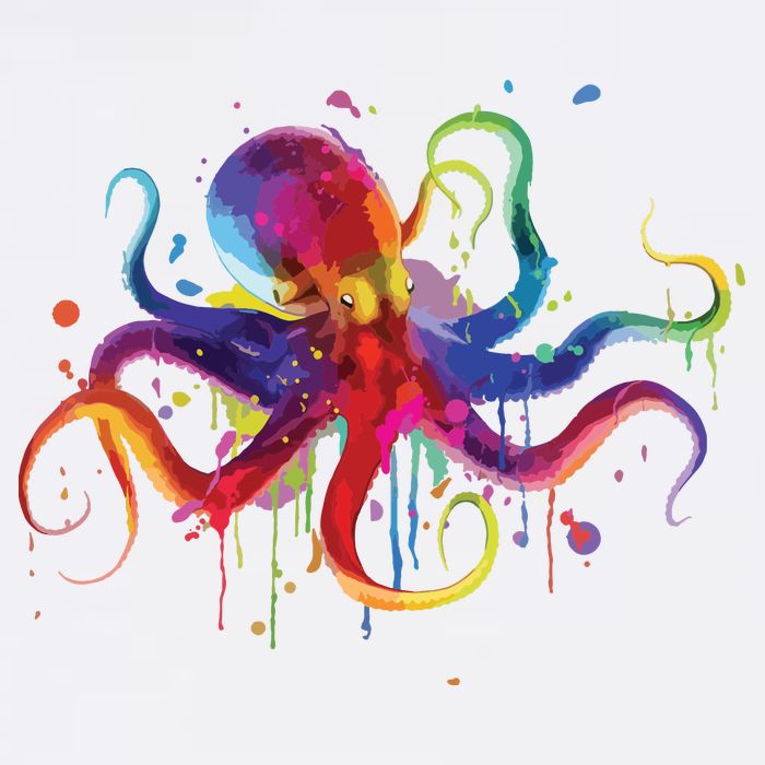 Dripping Rainbow Octopus Psychedelic Gift 11oz C Handle Ceramic Mug
