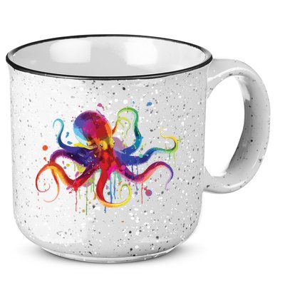 Dripping Rainbow Octopus Psychedelic Gift 15oz Campfire Ceramic Mug
