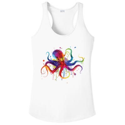 Dripping Rainbow Octopus Psychedelic Gift Ladies PosiCharge Competitor Racerback Tank