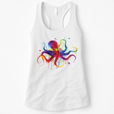 Dripping Rainbow Octopus Psychedelic Gift Womens Tank Top