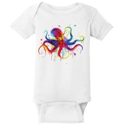 Dripping Rainbow Octopus Psychedelic Gift Baby Bodysuit