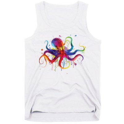 Dripping Rainbow Octopus Psychedelic Gift Tank Top