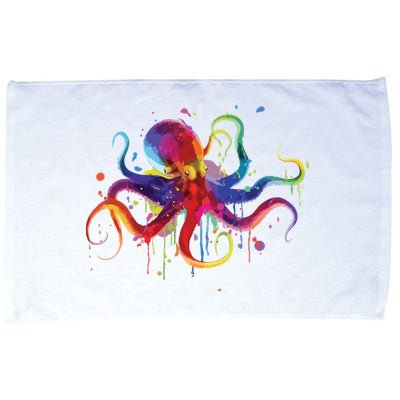 Dripping Rainbow Octopus Psychedelic Gift Microfiber Hand Towel