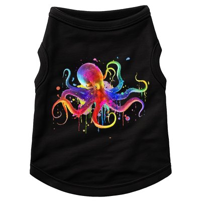 Dripping Rainbow Octopus Psychedelic Colorful Octopus Doggie Tank