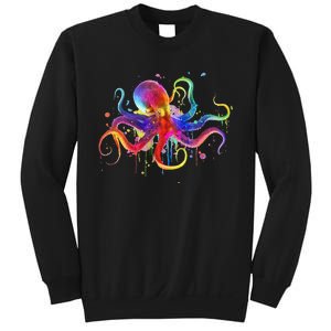 Dripping Rainbow Octopus Psychedelic Colorful Octopus Sweatshirt